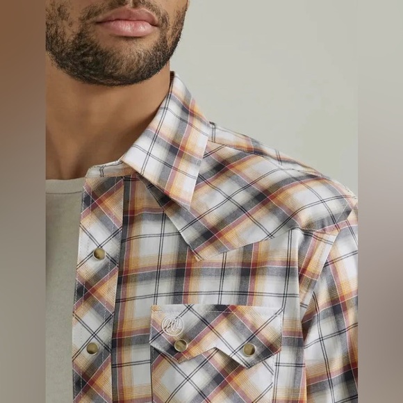 NWT Wrangler Retro Spiced Plaid Western Pearl Snap Button Up Shirt - Picture 3 of 11